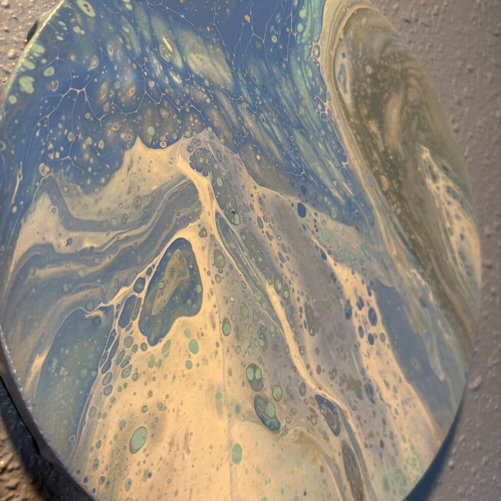 "Winter" 8in. X 8in. Circle Canvas Painting